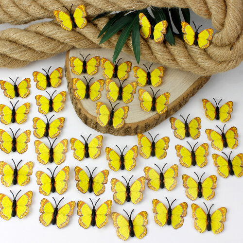 Büyük Boy Plastik Gövdeli PVC Kelebek Sarı 7CM 50’li Paket - Toptanalim (1)