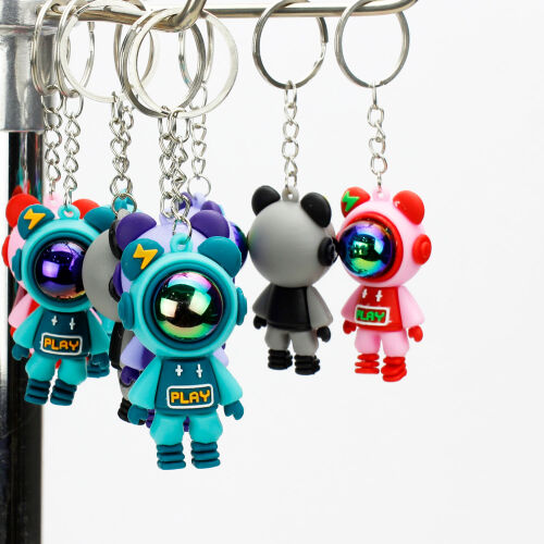 Cam Bilye Kasklı Astronot Anahtarlık 12 'Li Paket - Kare Dekor