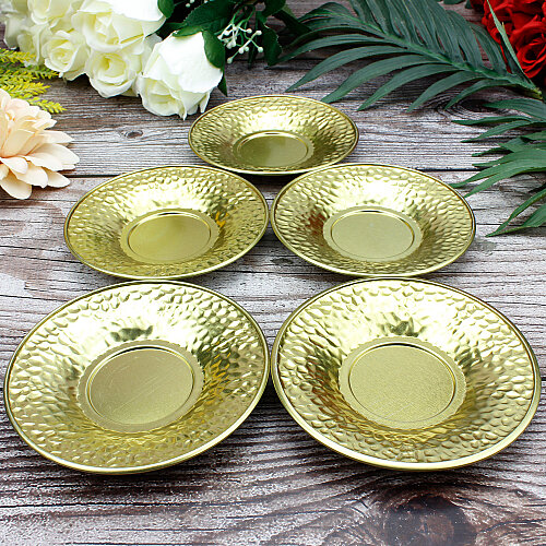 Çekiç Dövmeli Metal Çay Tabağı 10 cm Gold - Toptanalim