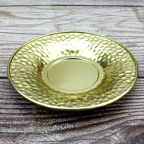 Çekiç Dövmeli Metal Çay Tabağı 10 cm Gold - Toptanalim (1)