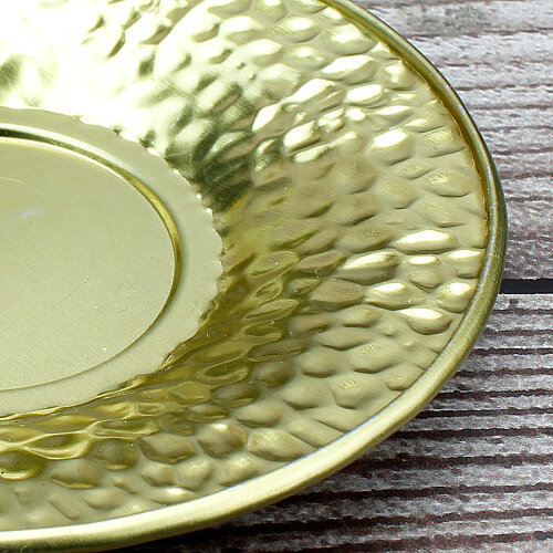 Çekiç Dövmeli Metal Çay Tabağı 10 cm Gold - 3