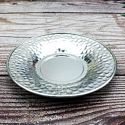 Çekiç Dövmeli Metal Çay Tabağı 10 cm Gümüş - 2