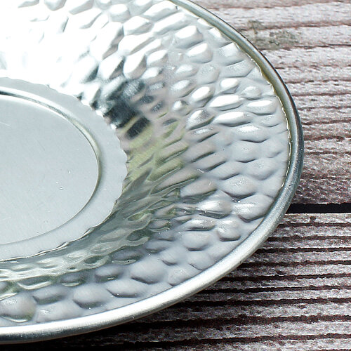 Çekiç Dövmeli Metal Çay Tabağı 10 cm Gümüş - 3