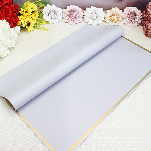 Çiçek Buket Ambalaj Kağıdı Açık Gri Gold Border 20’li Paket - Toptanalim