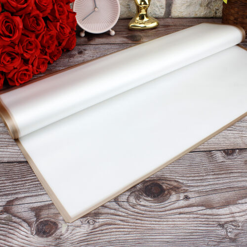 Çiçek Buket Ambalaj Kağıdı Beyaz Gold Border 20'li Paket - Kare Dekor