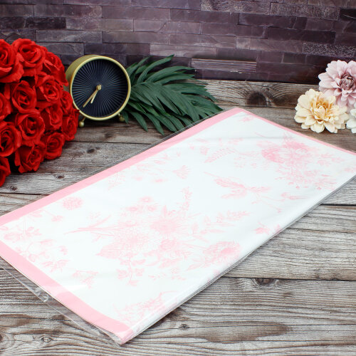 Çiçek Buket Ambalaj Kağıdı Beyaz Pembe Çiçek Desenli 20'li Paket - 3