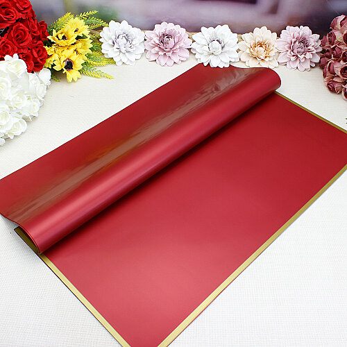 Çiçek Buket Ambalaj Kağıdı Bordo Gold Border 20’li Paket - Toptanalim