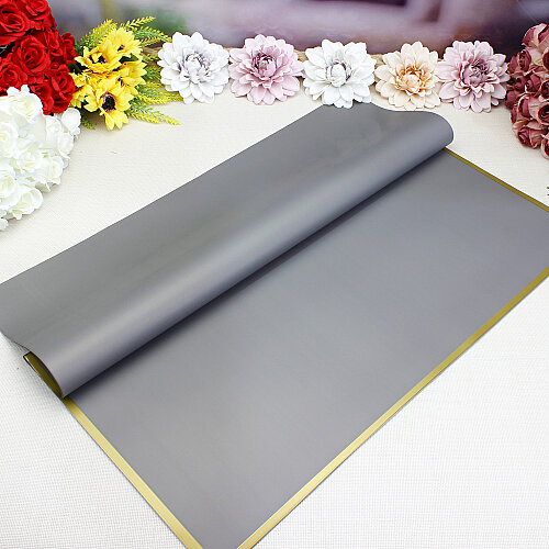 Çiçek Buket Ambalaj Kağıdı Füme Gold Border 20’li Paket - Toptanalim