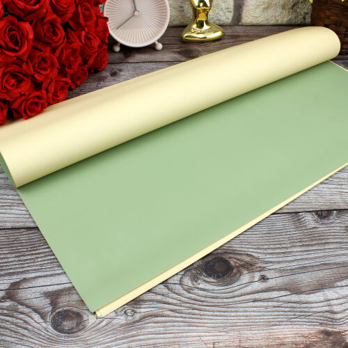 Çiçek Buket Ambalaj Kağıdı Haki Krem 20'li Paket - Kare Dekor