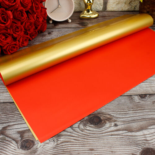 Çiçek Buket Ambalaj Kağıdı Kırmızı Gold 20'li Paket - Kare Dekor