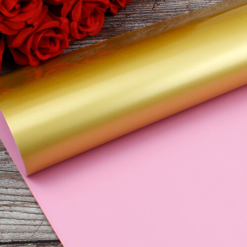 Çiçek Buket Ambalaj Kağıdı Koyu Pembe Gold 20'li Paket - Kare Dekor (1)