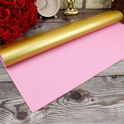 Çiçek Buket Ambalaj Kağıdı Koyu Pembe Gold 20'li Paket - Kare Dekor
