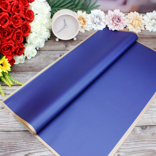 Çiçek Buket Ambalaj Kağıdı Lacivert Gold Border 20'li Paket - Kare Dekor