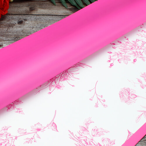 Çiçek Buket Ambalaj Kağıdı Pembe Çiçek Desenli 20'li Paket - Kare Dekor (1)