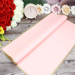 Çiçek Buket Ambalaj Kağıdı Pembe Gold Border 20'li Paket - 1