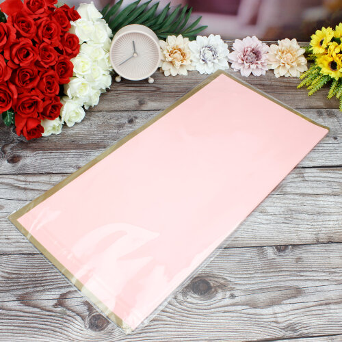 Çiçek Buket Ambalaj Kağıdı Pembe Gold Border 20'li Paket - 3