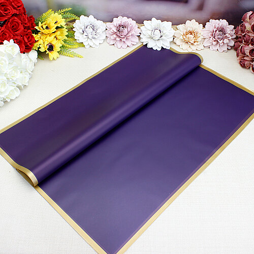 Çiçek Buket Ambalaj Kağıdı Şeffaf Koyu Mor Gold Border 20’li Paket - Toptanalim