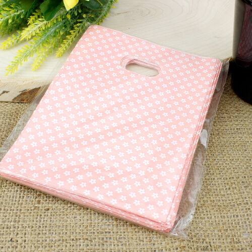 Çiçek Desenli Hediyelik El Geçme Poşeti Pembe 17x25CM 50'li Paket - Kare Dekor (1)