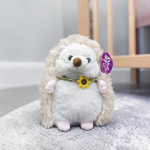 Çiçek Kolyeli Sevimli Peluş Kirpi Ekru 20 cm - Toptanalim