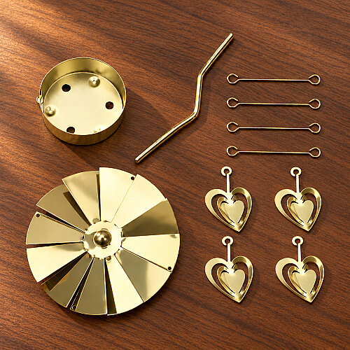 Çift Kalp Figürlü Isı ile Dönen Metal Tealight Mumluk Gold - 3