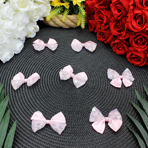 Çift Kat Pullu Saten Fiyonk 6 cm Açık Pembe - Toptanalim
