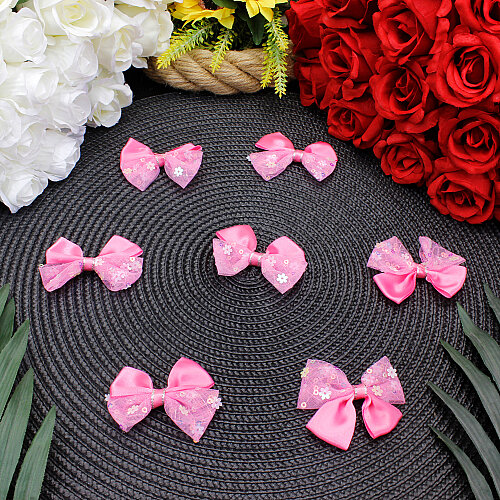 Çift Kat Pullu Saten Fiyonk 6 cm Pembe - Toptanalim