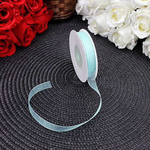 Çift Taraflı 1 cm 25 Metre Organze Kurdele Mint - Toptanalim