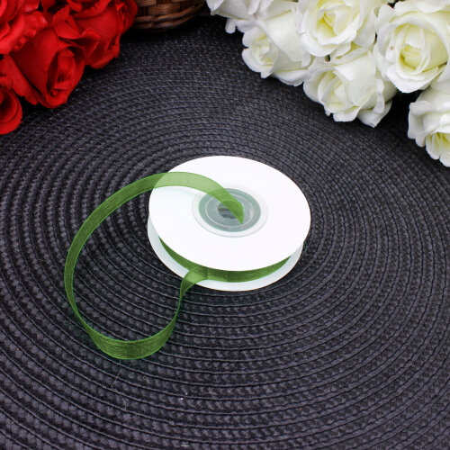 Çift Taraflı 1 cm 25 Metre Organze Kurdele Açık Yeşil - Toptanalim (1)