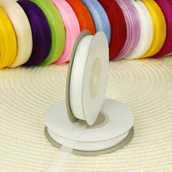 Çift Taraflı 1 Cm 10 Metre Organze Kurdele Beyaz - 1