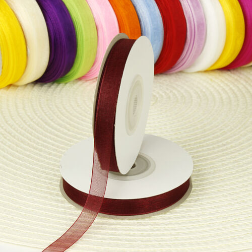 Çift Taraflı 1 Cm 10 Metre Organze Kurdele Bordo - Toptanalim