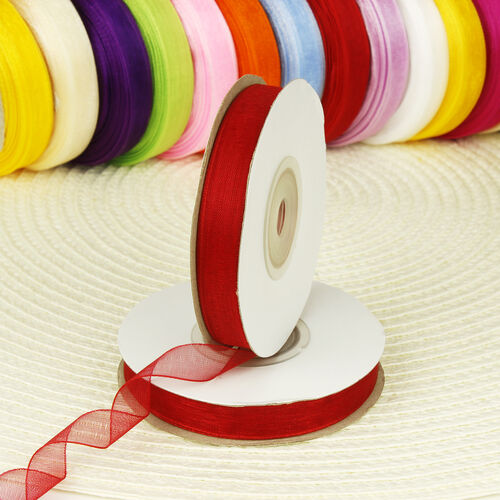 Çift Taraflı 1 Cm 10 Metre Organze Kurdele Kırmızı - 1