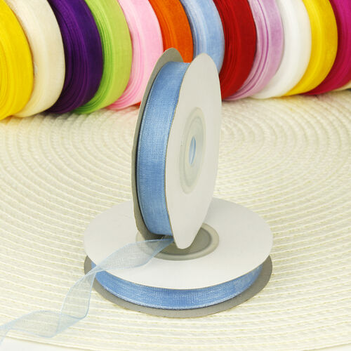 Çift Taraflı 1 Cm 10 Metre Organze Kurdele Mavi - 1