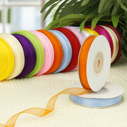 Çift Taraflı 1 Cm 10 Metre Organze Kurdele Krem - 2