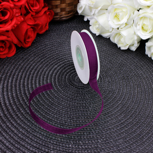 Çift Taraflı 1 cm 25 Metre Organze Kurdele Mürdüm - Toptanalim