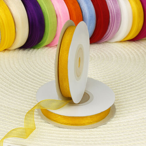 Çift Taraflı 1 Cm 10 Metre Organze Kurdele Sarı - 1