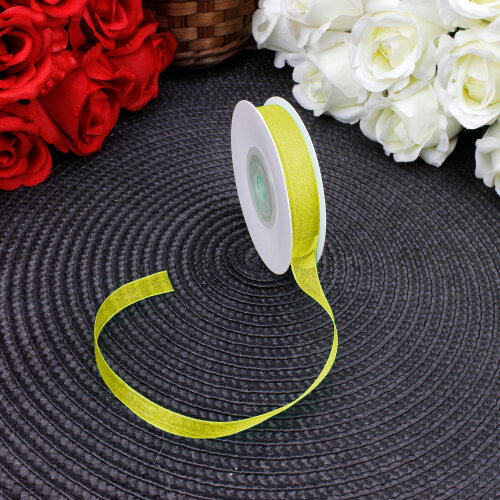 Çift Taraflı 1 cm 25 Metre Organze Kurdele Sarı - Toptanalim