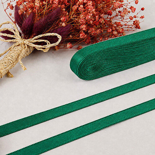 Çift Taraflı 1 cm Saten Kurdele 10 Metre Çam Yeşili - Toptanalim