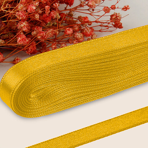 Çift Taraflı 1 cm Saten Kurdele 10 Metre Gold Hardal - Toptanalim (1)