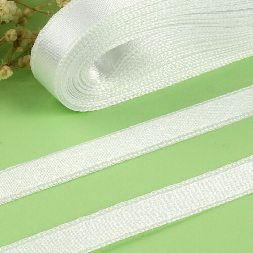 Çift Taraflı 1 Cm Saten Kurdele Beyaz - Kare Dekor (1)
