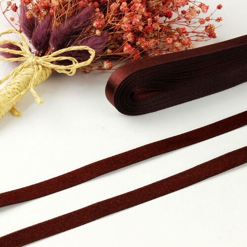 Çift Taraflı 1 Cm Saten Kurdele Bordo - Toptanalim
