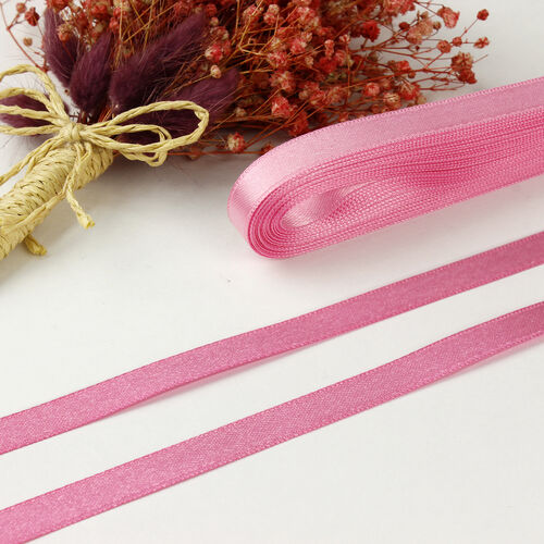 Çift Taraflı 1 Cm Saten Kurdele Pembe - Toptanalim