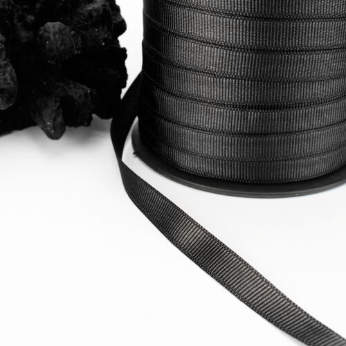 Çift Taraflı 1CM Grogren Kurdele Siyah 250 Metre Makara - Kare Dekor (1)