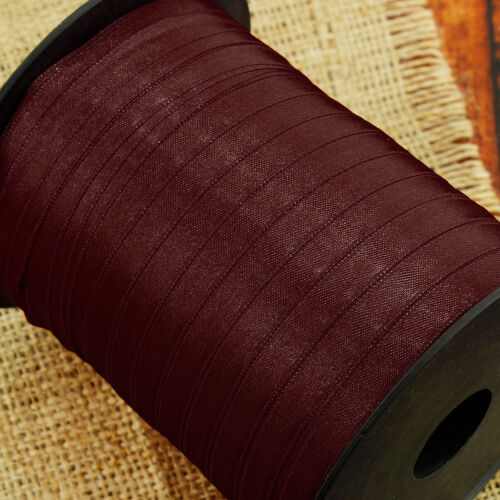 Çift Taraflı 1CM Saten Kurdele Bordo 250 Metre Makara - Kare Dekor (1)