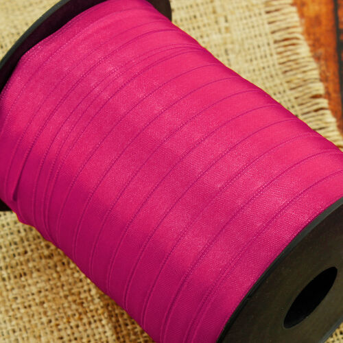 Çift Taraflı 1CM Saten Kurdele Koyu Pembe 250 Metre Makara - Kare Dekor (1)