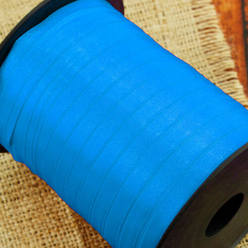 Çift Taraflı 1CM Saten Kurdele Mavi 250 Metre Makara - Kare Dekor (1)