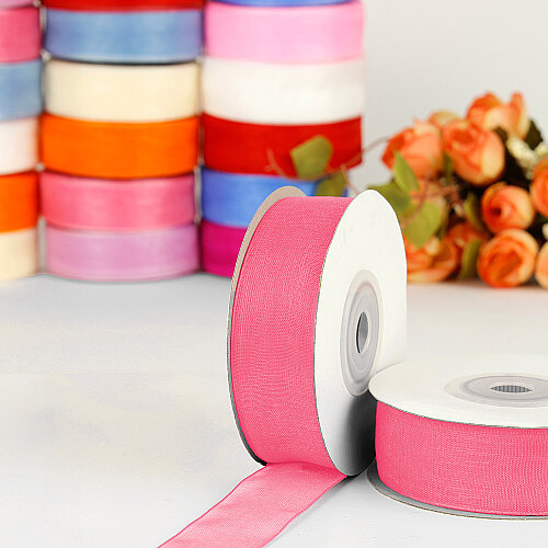 Çift Taraflı 2 cm 25 Metre Organze Kurdele Pembe - Toptanalim