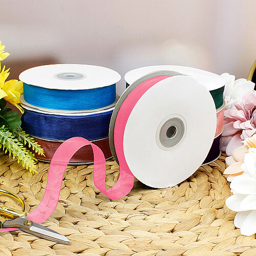 Çift Taraflı 2 cm 50 Metre Organze Kurdele Açık Pembe - Toptanalim