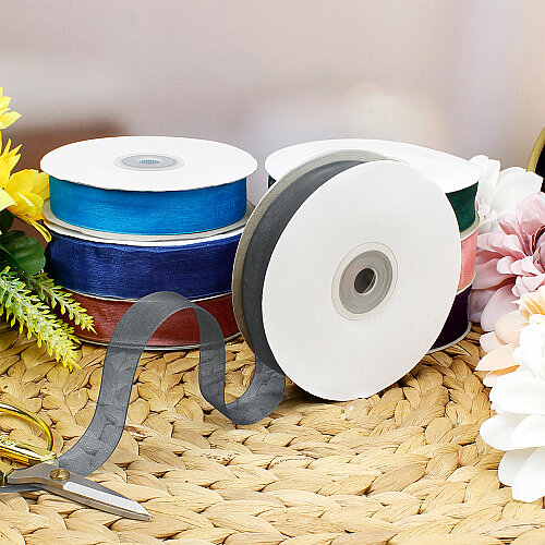 Çift Taraflı 2 cm 50 Metre Organze Kurdele Füme Gri - Toptanalim