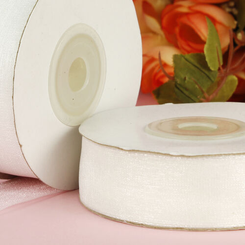 Çift Taraflı 2 Cm 25 Metre Organze Kurdele Beyaz - Kare Dekor (1)