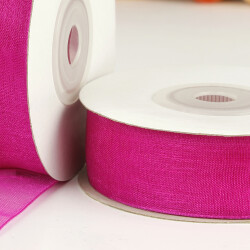 Çift Taraflı 2 Cm 25 Metre Organze Kurdele Koyu Pembe - 2